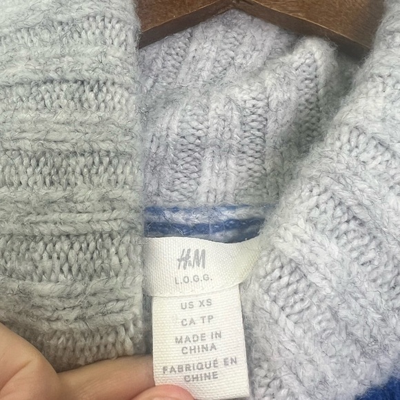 H&M - Jacquard Knit Light Gray Mélange Patterned Turtleneck Sweater Size XS - Picture 8 of 11